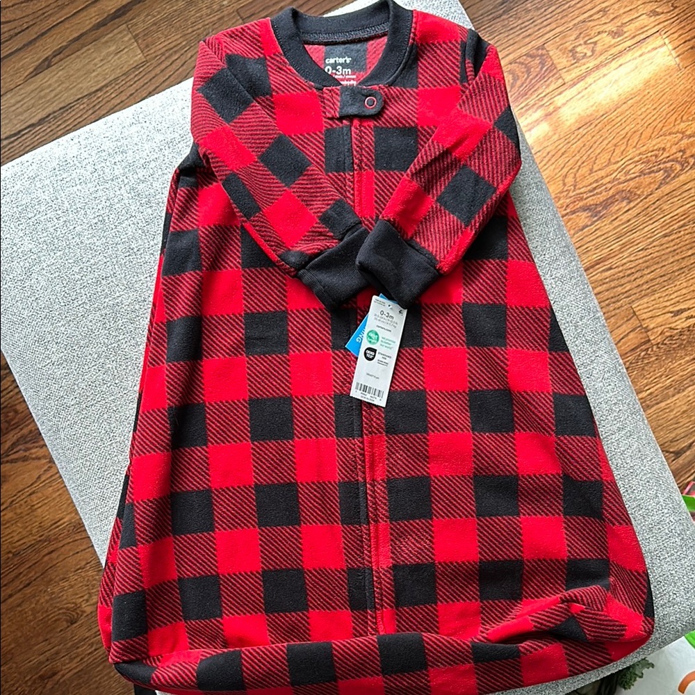 Carter's Red and Black Fleece Plaid Sleep Sack